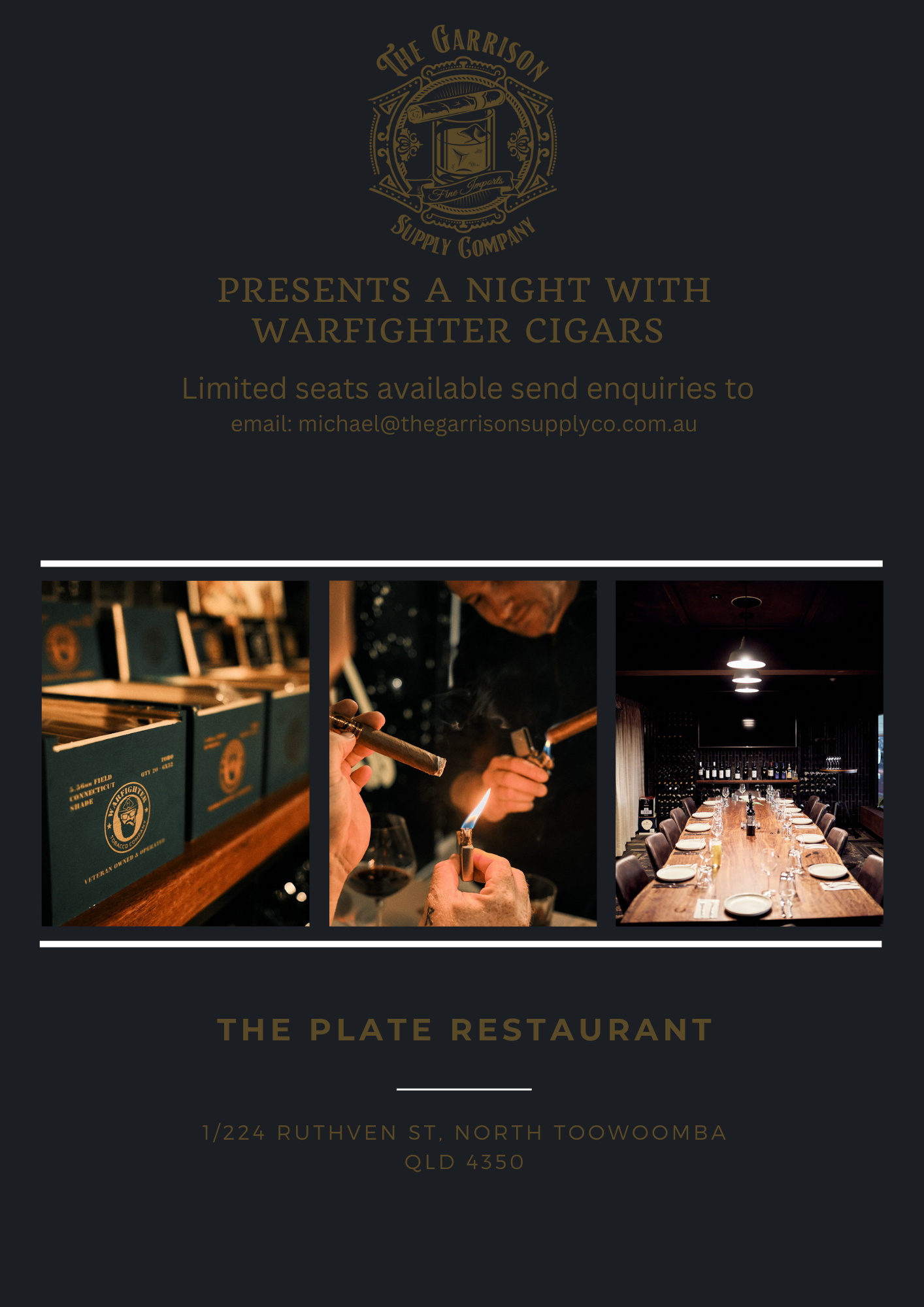 Grab your tickets for the next Cigar and Dinner evening on the 13th of March.